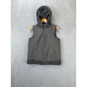 Patagonia Los Gatos Vest, Grey Reversible Full Zip Hoodie - MEDIUM